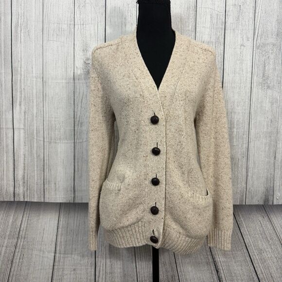 Fat Face Women's Size 6 Oatmeal Knit Pockets Cardigan Mr Rogers Academia - Picture 1 of 10